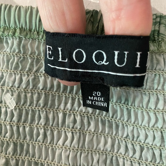 Eloquii Apple Green Puff Sleeve Smocked Back Cropped Blouse NWOT Size 20 SKU0060 - Picture 8 of 11